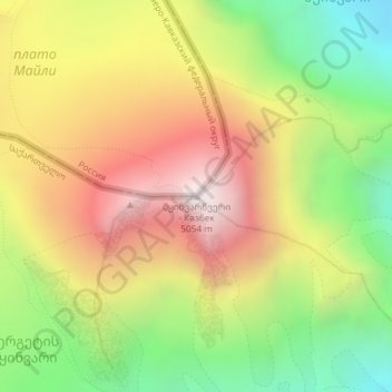Topografische Karte Kasbek, Höhe, Relief