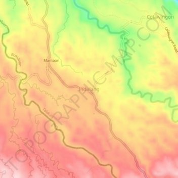 Topografische Karte Indulang, Höhe, Relief