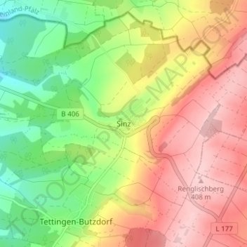 Topografische Karte Sinz, Höhe, Relief