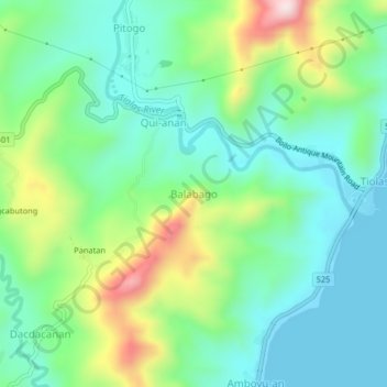 Topografische Karte Balabago, Höhe, Relief