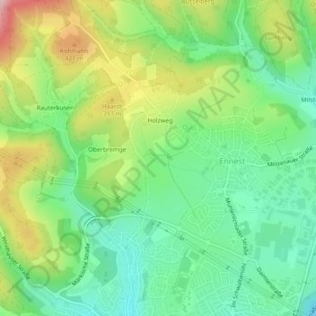 Topografische Karte Wiebusch, Höhe, Relief