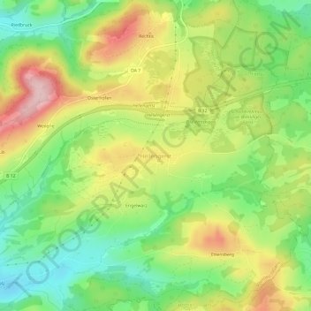 Topografische Karte Hellengerst, Höhe, Relief