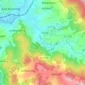 Topografische Karte Weißenholz, Höhe, Relief