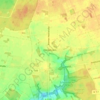 Topografische Karte Heilshorn, Höhe, Relief