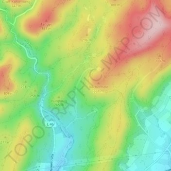 Topografische Karte Kastelaun, Höhe, Relief