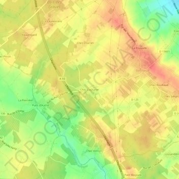 Topografische Karte Chez Couturier, Höhe, Relief
