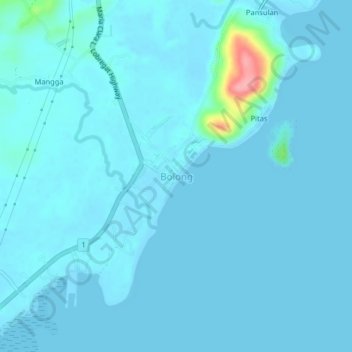 Topografische Karte Bolong, Höhe, Relief