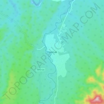 Topografische Karte Deomali, Höhe, Relief