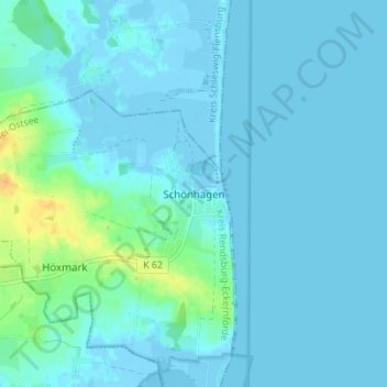 Topografische Karte Schönhagen, Höhe, Relief