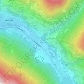 Topografische Karte Untertweng, Höhe, Relief