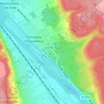 Topografische Karte Le Chesnay, Höhe, Relief