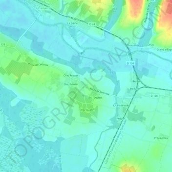 Topografische Karte Chez Berne, Höhe, Relief