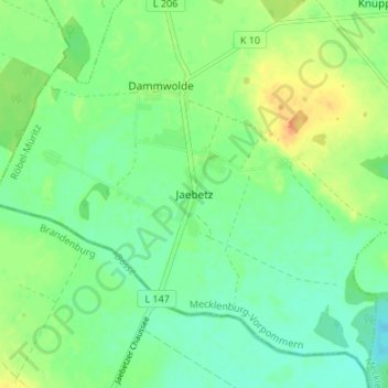 Topografische Karte Jaebetz, Höhe, Relief