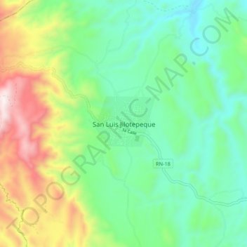 Topografische Karte San Luis Jilotepeque, Höhe, Relief