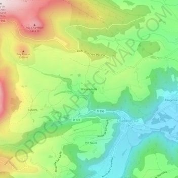 Topografische Karte Bressouleille, Höhe, Relief