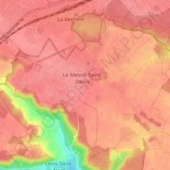 Topografische Karte Le Mesnil-Saint-Denis, Höhe, Relief