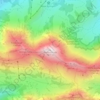 Topografische Karte Winterstaude, Höhe, Relief