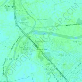 Topografische Karte Calumpang, Höhe, Relief