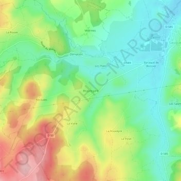 Topografische Karte Beauregard, Höhe, Relief