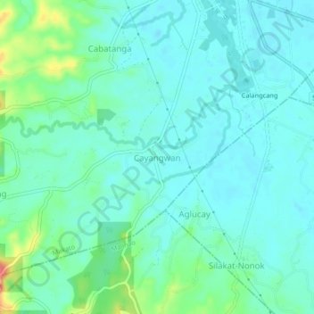 Topografische Karte Cayangwan, Höhe, Relief