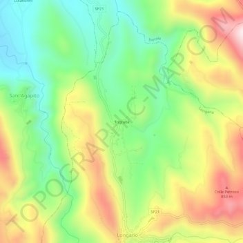 Topografische Karte Trignete, Höhe, Relief