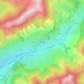 Topografische Karte La Boudie, Höhe, Relief
