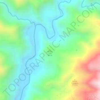 Topografische Karte Mount Caas, Höhe, Relief