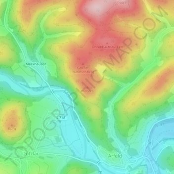 Topografische Karte Honert, Höhe, Relief