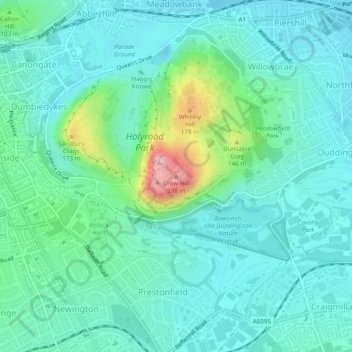 Topografische Karte Crow Hill, Höhe, Relief