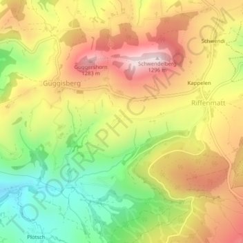 Topografische Karte Sahlen, Höhe, Relief