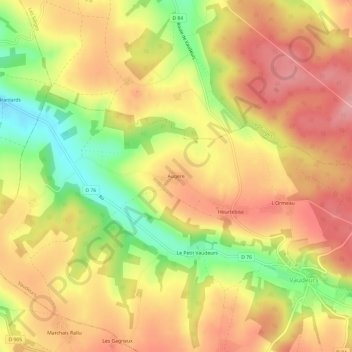 Topografische Karte Augère, Höhe, Relief