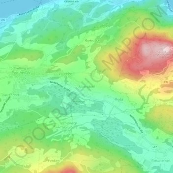 Topografische Karte Albersdorf, Höhe, Relief