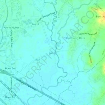 Topografische Karte Dalig, Höhe, Relief