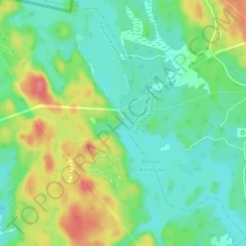 Topografische Karte Nornäs, Höhe, Relief