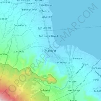 Topografische Karte Malilipot, Höhe, Relief