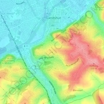 Topografische Karte Annaberg, Höhe, Relief