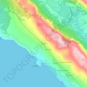 Topografische Karte Klanfari, Höhe, Relief