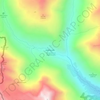 Topografische Karte Jagdhausalm, Höhe, Relief