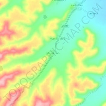 Topografische Karte Manikdoh, Höhe, Relief