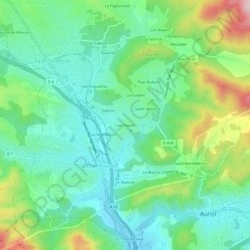 Topografische Karte Les Playes, Höhe, Relief