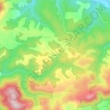 Topografische Karte Le Mazet, Höhe, Relief