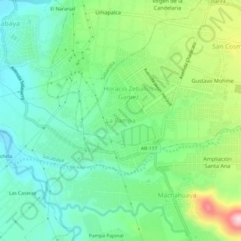 Topografische Karte La Pampa, Höhe, Relief