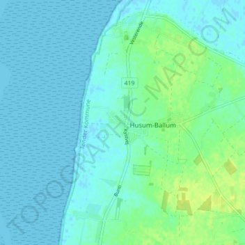 Topografische Karte Bodsbüll, Höhe, Relief