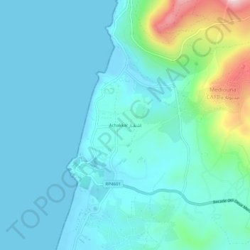 Topografische Karte Achakkar, Höhe, Relief