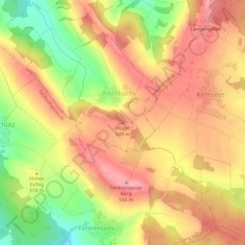 Topografische Karte Hügel, Höhe, Relief