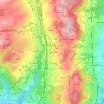 Topografische Karte Le Pont Guillot, Höhe, Relief