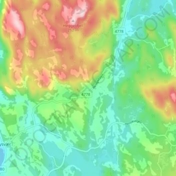 Topografische Karte Bjørk, Höhe, Relief