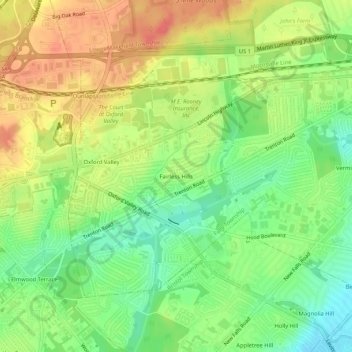 Topografische Karte Fairless Hills, Höhe, Relief
