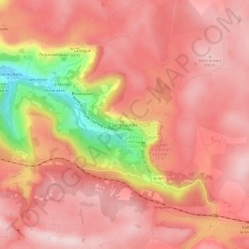 Topografische Karte Saint-Laurent, Höhe, Relief
