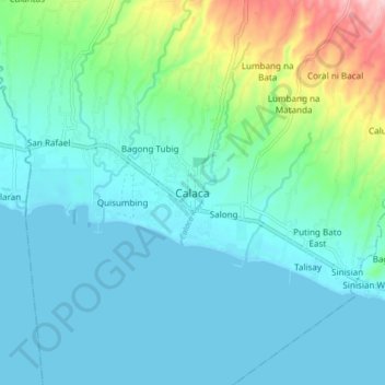 Topografische Karte Calaca, Höhe, Relief